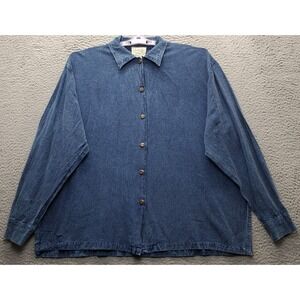 SND Oversized Denim Shirt Womens 3X Blue Everyday Wear Long Sleeve Button-Up